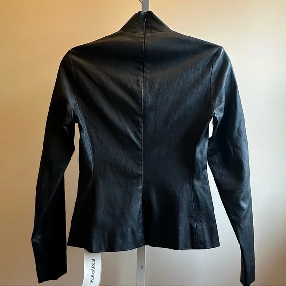 The Row Black Lambskin Leather High Neck Back Zip Top – Size S - Picture 2 of 10